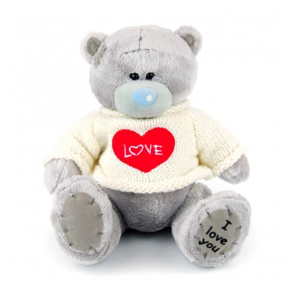 Мягкая игрушка "Мишка Тедди" 20 см в белом свитере - фото 1 - id-p91371322