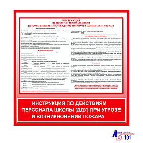 Плакат "Инструкция по действиям персонала школы при угрозе и возникновении пожара"