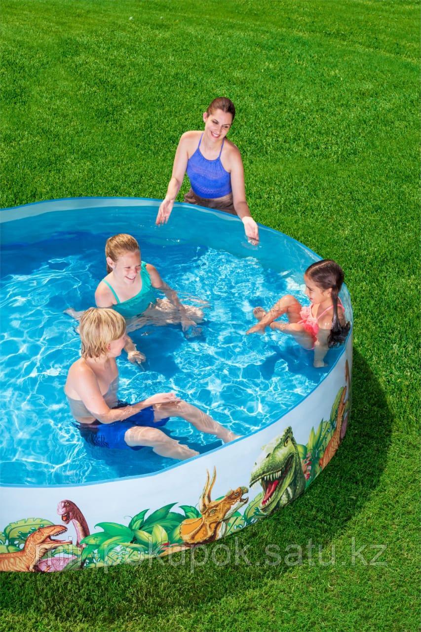 Детский круглый бассейн с жёстким бортом Bestway 55001 (Dinosaurous Fill 'N Fun) (244х46см)