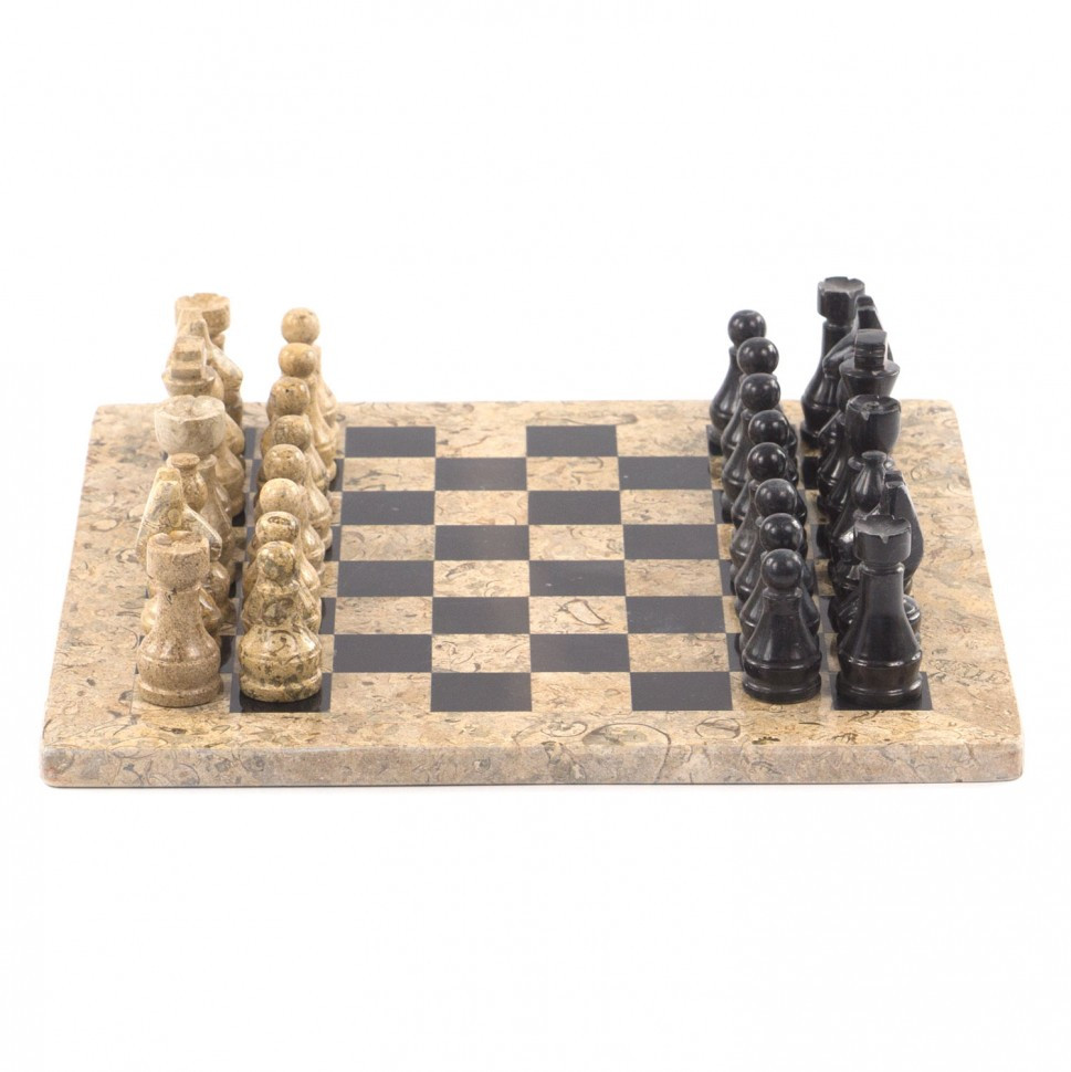 Каменные шахматы "Статус" доска 30х30 см камень ракушечник мрамор 121661 - фото 2 - id-p91393564
