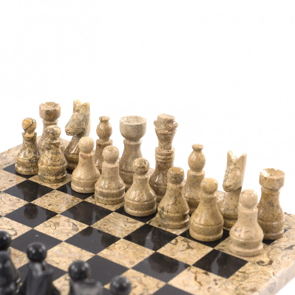 Каменные шахматы "Статус" доска 30х30 см камень ракушечник мрамор 121661 - фото 4 - id-p91393564