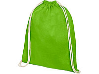 Рюкзак со шнурком Oregon хлопка плотностью 140 г/м2, лайм