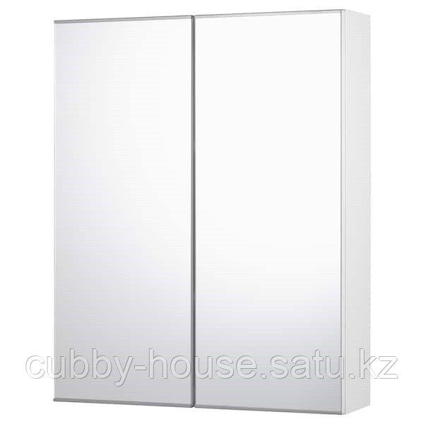 FISKÅN ФИСКОН Зеркальный шкаф с 2 дверцами, белый 60x15x75 см