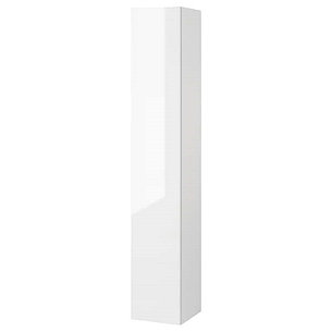 FISKÅN ФИСКОН Высокий шкаф с дверцей, глянцевый/белый 30x30x180 см, фото 2