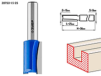 Фреза пазовая прямая, ЗУБР 15 x 25 мм, хвостовик 8 мм, по дереву (28753-15-25)