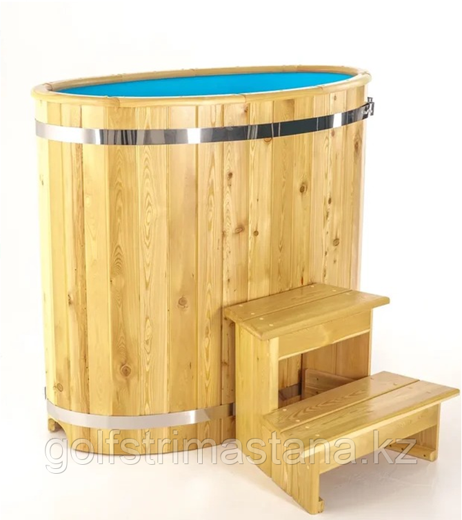 Купель овальная из лиственницы, пластик 78*120*140 ш*в*д см