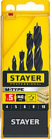 Ағашқа арналған бұралмалы бұрғылар жинағы. STAYER "M-type" 5 дана, 4-5-6-8-10 мм