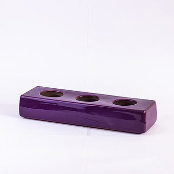 Ваза вертикальная CER3 прямоугольная из керамики фиолетовая глянцевая с тремя отверстиями