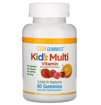 California Gold Nutrition, Поливитамины для детей в жевательных таблетках, без желатина, с ягодным и фруктовым