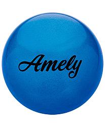 Мяч для художественной гимнастики AGB-102 19 см, синий, с блестками Amely