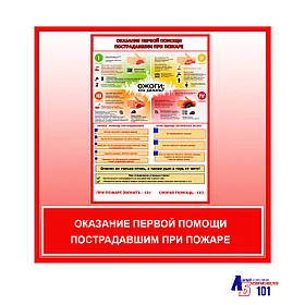 Плакат "Оказание первой помощи пострадавшим при пожаре"