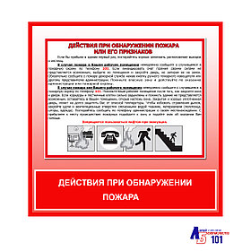 Плакат "Действия при обнаружении пожара"