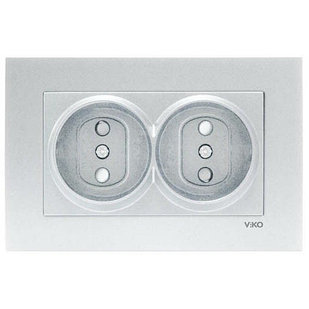 ЭЛЕКТРИЧЕСКИЙ ДВОЙНАЯ РОЗЕТКА С ЗАЩИТНЫМИ ШТОРКАМИ NOVELLA GUMUS VIKO
