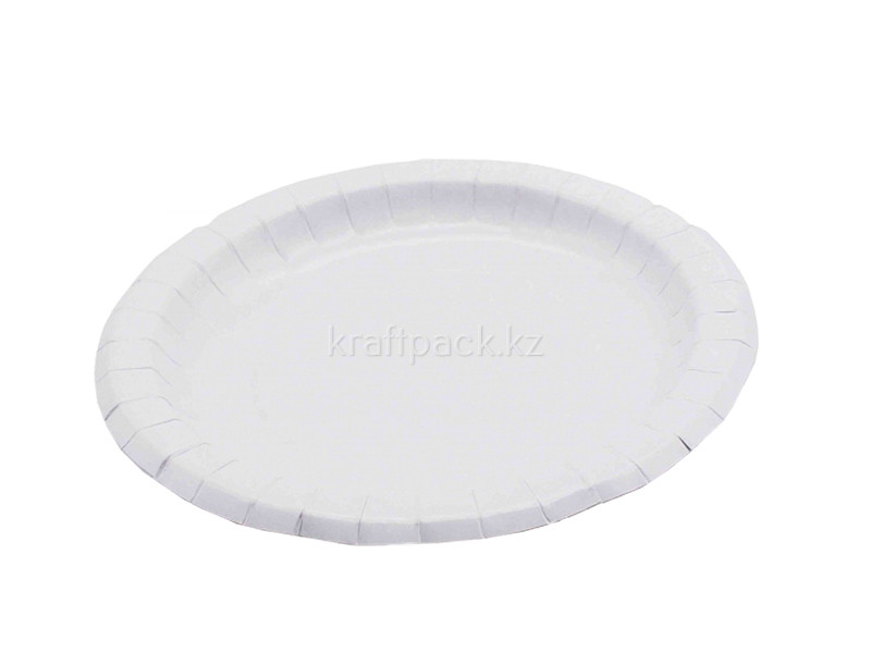Тарелка бумажная с бортом белая мелованная d230мм (50/500)