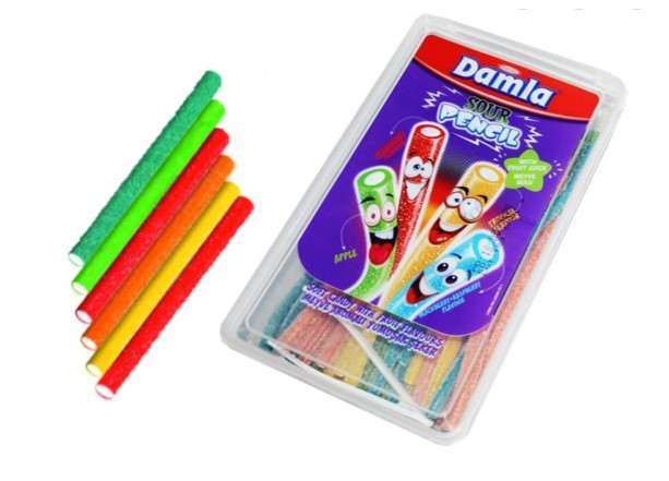 Damla Sour Pencil Палочки разноцветные в сахаре (кислые) 1,5кг