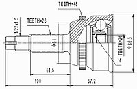 ШРУСы(граната) Toyota TO-049A Camry ACV30/35/40 2,4; Highlander U45 3,5 4WD USA 2001-2011 наружный правый и