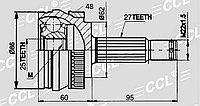 ШРУСы(граната) Hyundai HY-001A1 Tucson JM; Sonata VI YF, Sportage (KM) 2004-2014 наружный правый и левый