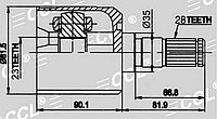 ШРУСы(граната) Mazda MZ-509 Cronos 626 GE 1.8/2.0 1994-1998 внутренний левый