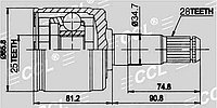 ШРУСы(граната) Mitsubishi MI-512 Delica P0#W-P3#W; PD5#W-PD8#W 2,5 MT; Pajero II V14W-V55W 2,5 4WD 1987-1998