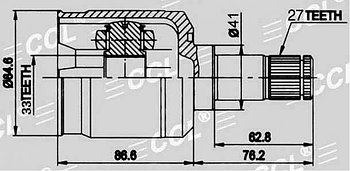 ШРУСы(граната) Mitsubishi MI-557 Outlander I (CU0W) 2WD 2001-2007 внутренний левый