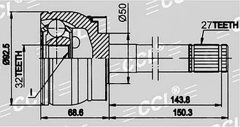 ШРУСы(граната) Nissan NI-062 Terrano R20 2,4 1991-1996 наружный правый и левый