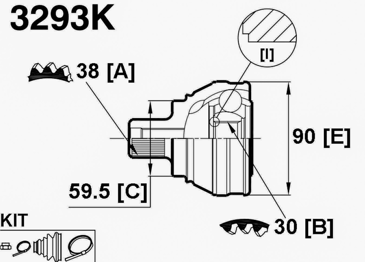 ШРУСы(граната) Audi 3293K 100/A6 C4 2,3-2.6 1991-1998 наружный правый и левый - фото 1 - id-p91073527