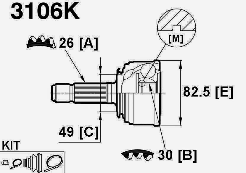 ШРУСы(граната) Honda 3106K Civic ED, EF 1987-1993 наружный правый и левый