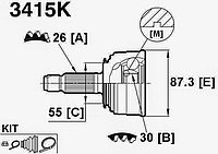 ШРУСы(граната) Honda 3415K CR-V I RD1 JAP, Civic EG7, EJ 1994-2000 наружный правый и левый