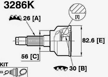 ШРУСы(граната) Mazda 3286K Lantis 323F BA 94- 1,8 1994-1998 наружный правый и левый