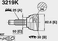 ШРУСы(граната) Mitsubishi 3219K Lancer CB, CK 1,6, 1994-2000 наружный правый и левый