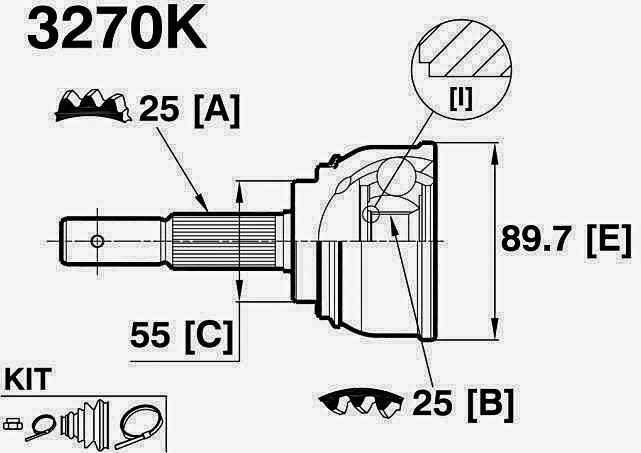 ШРУСы(граната) Nissan 3270K Sanny Almera N14 B14 1,6 1990-1999 наружный правый и левый