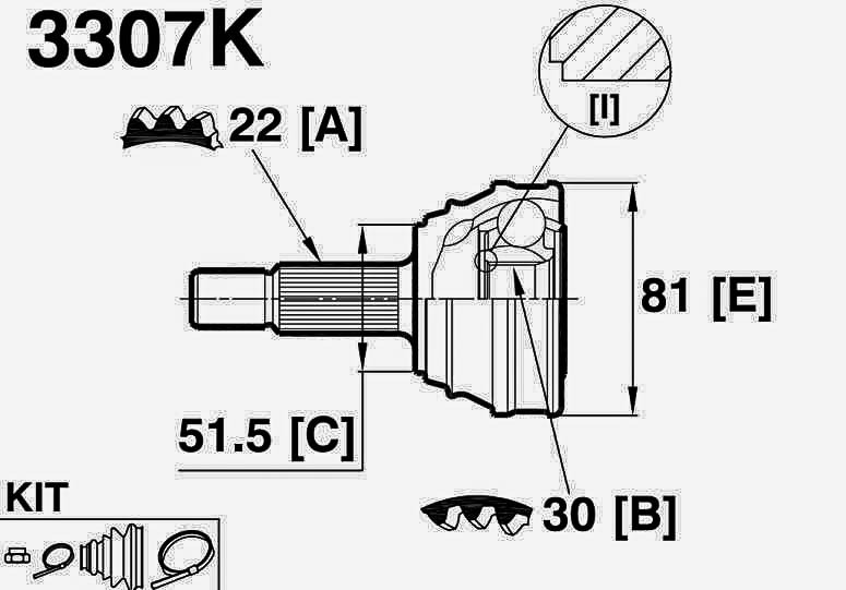 ШРУСы(граната) VW 3307K Polo 6N1 1994-1999 наружный правый и левый