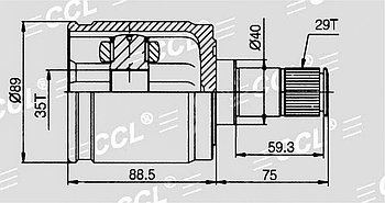 ШРУСы(граната) Honda HO-563 Odyssey III (LHD), Acura RL/MDX, Pilot YF1; 3,5 2005-2010 внутренний левый