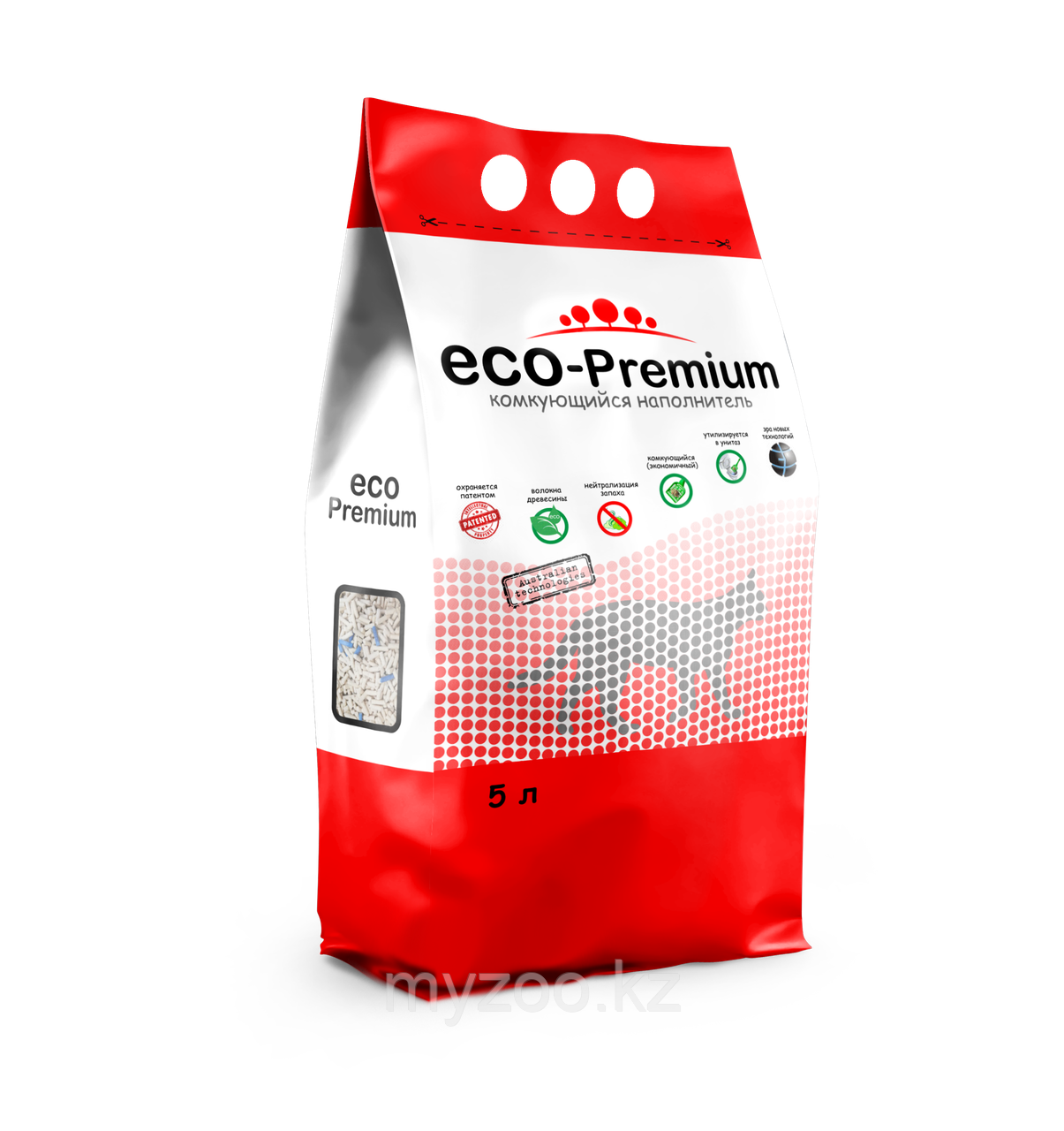 ECO-Premium Тутти-фрути, 5 л |Эко-премиум Наполнитель комкующийся древесный|