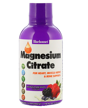 Bluebonnet Nutrition, жидкий цитрат магния, ягодный вкус, 472 мл (16 жидк. унций)
