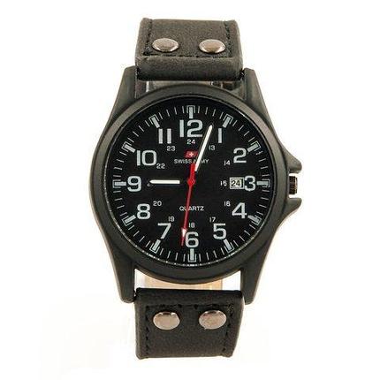 Часы наручные с календарем и логотипом SWISS ARMY 1824 (Черный), фото 1