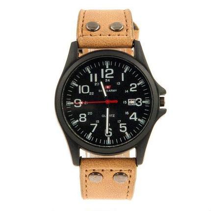 Часы наручные с календарем и логотипом SWISS ARMY 1824 (Коричневый), фото 1