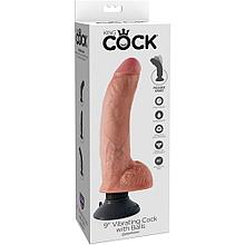 PipeDream King Cock 9" Вибратор реалистик на присоске с мошонкой телесный
