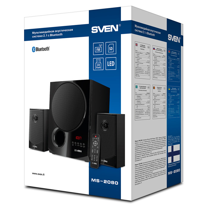 SVEN MS-2080 акустическая система 2.1 с Bluetooth, проигрывателем USB/SD, FM-радио, дисплеем, ПДУ - фото 5 - id-p91484823