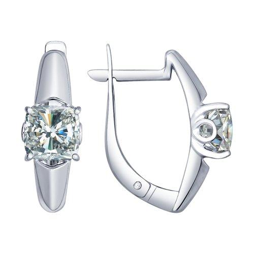 Серьги SOKOLOV серебро с родием, фианит swarovski , "каратник" 89020055