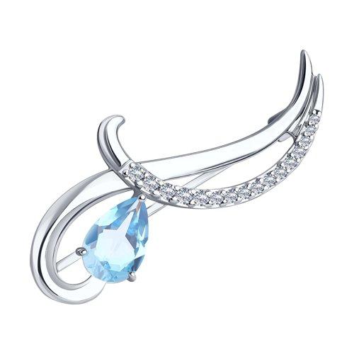 Брошь Diamant (SOKOLOV) серебро с родием, топаз фианит 94-340-01053-1