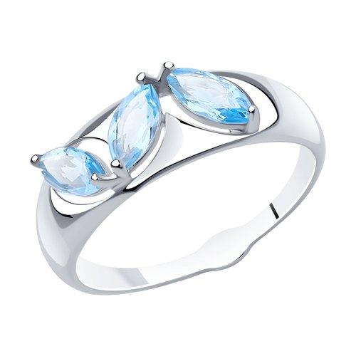 Кольцо DIAMANT ( SOKOLOV ) серебро с родием, топаз 94-310-00633-1 размеры - 16,5 17 17,5 18 19