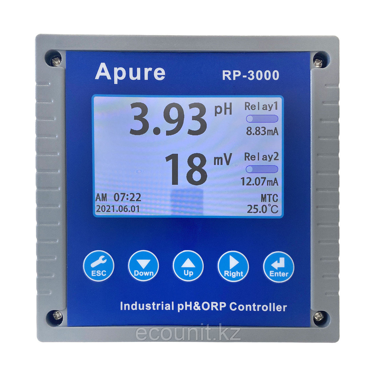 RP-3000 Двухканальный промышленный pH/ОВП контроллер (реле, выход 4-20мА, питание 220В) в комплекте с GRT1320