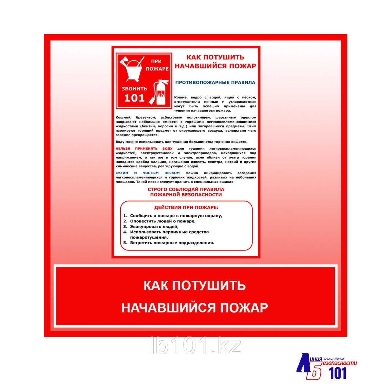 Плакат "Как потушить начавшийся пожар"