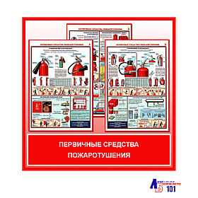 Плакаты "ПЕРВИЧНЫЕ СРЕДСТВА ПОЖАРОТУШЕНИЯ"