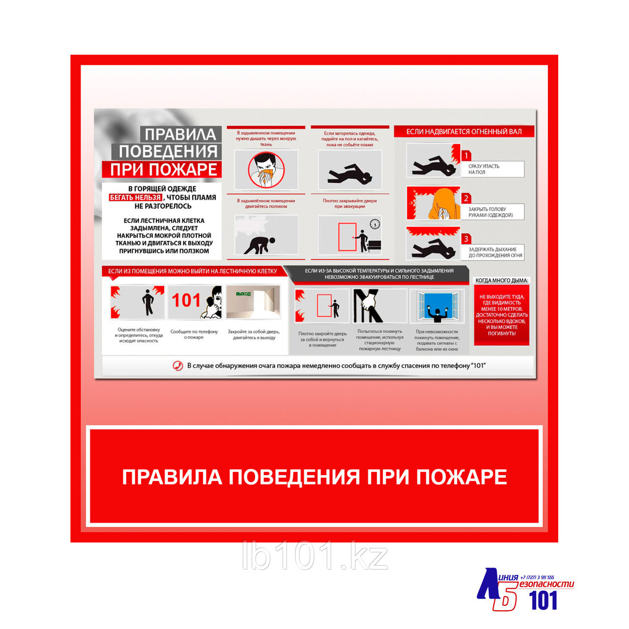 Плакат "ПРАВИЛА ПОВЕДЕНИЯ ПРИ ПОЖАРЕ"