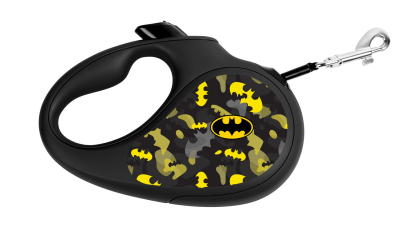 Поводок-рулетка WAUDOG с рисунком "Бэтмен Узор", размер M, до 25 кг, 5 м, черный - фото 1 - id-p91509584