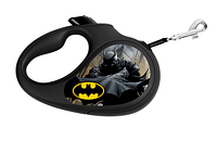 Поводок-рулетка WAUDOG с рисунком "Бэтмен Черный", размер M, до 25 кг, 5 м, черный