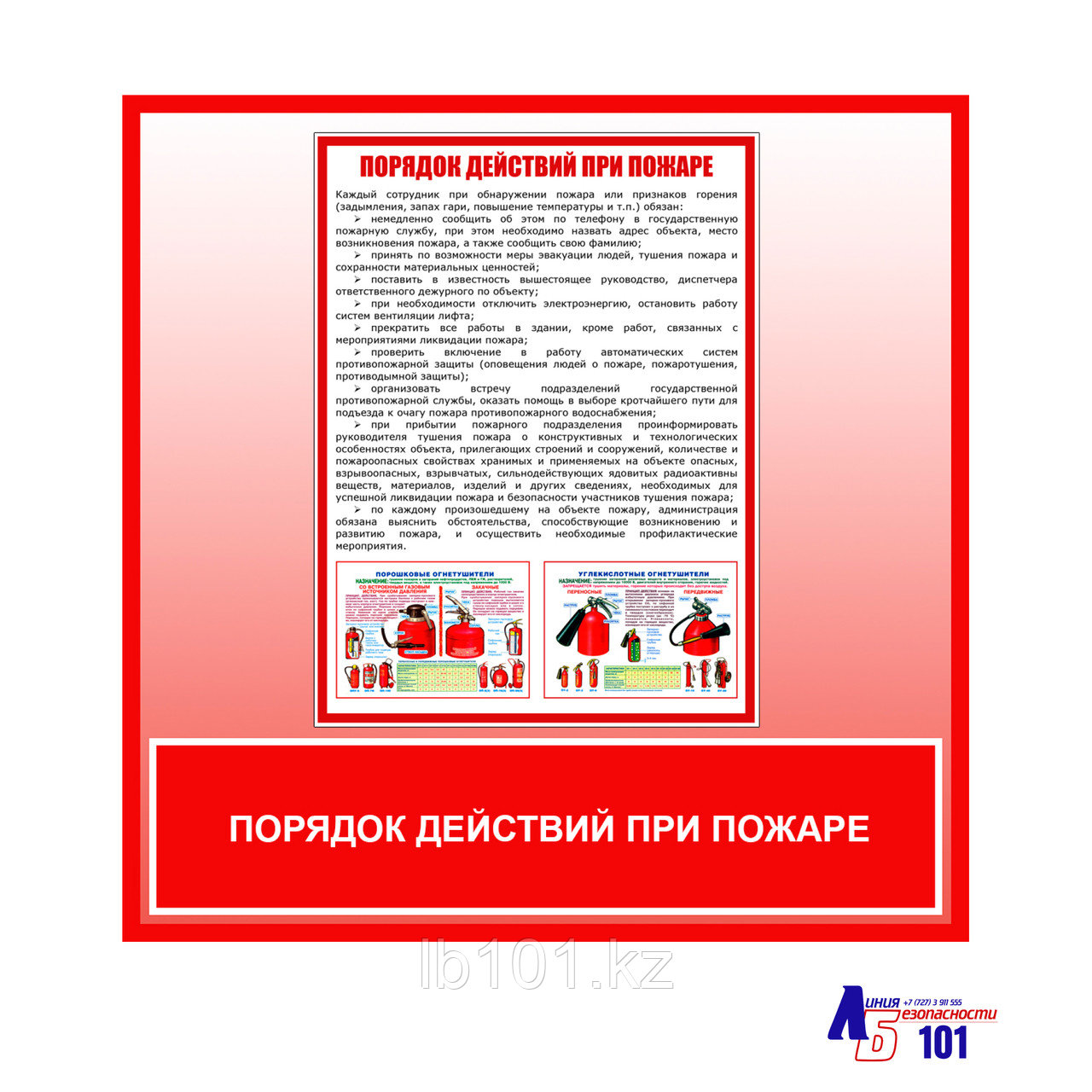 Плакат "Порядок действий при пожаре"