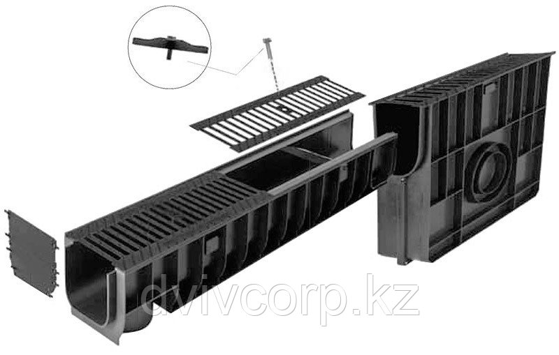 Лоток водоотводный  с решеткой комплект